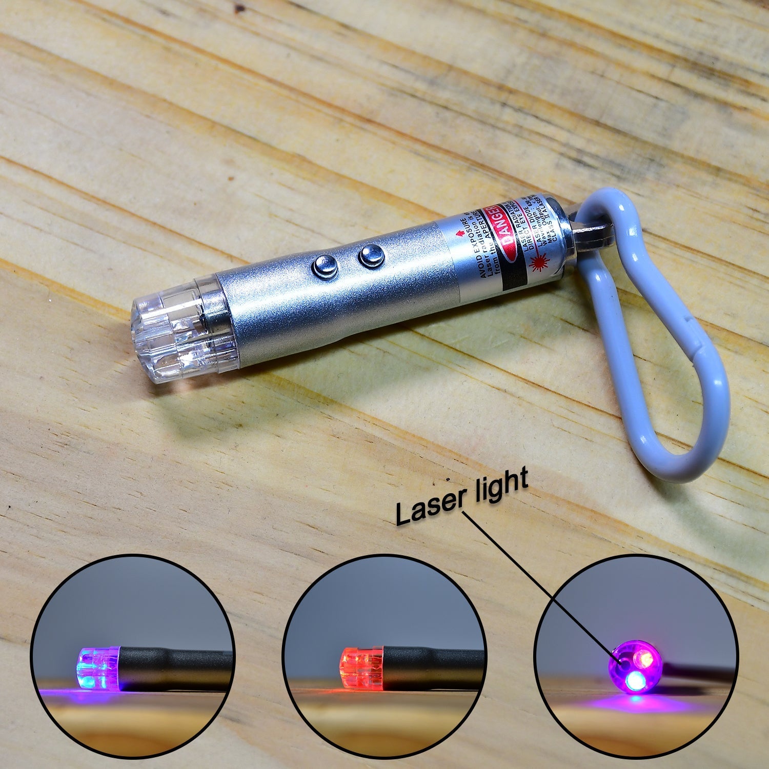 Multi-functional laser light with flashlight and keychain Multi-functional laser light with flashlight and keychain